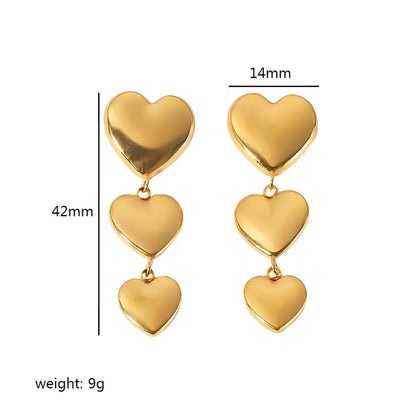 1 Pair Simple Style Streetwear Heart Shape Polishing Plating 304 Stainless Steel Drop Earrings