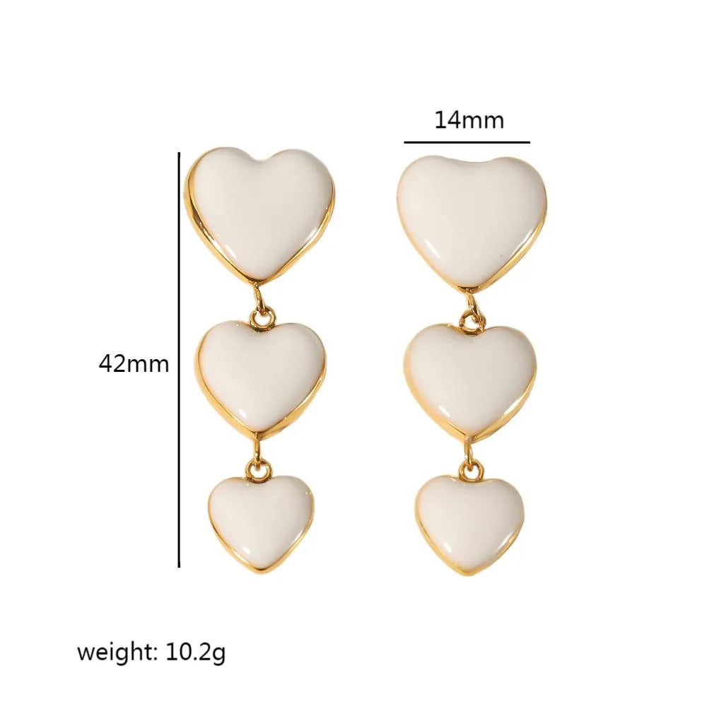 1 Pair Simple Style Streetwear Heart Shape Polishing Plating 304 Stainless Steel Drop Earrings