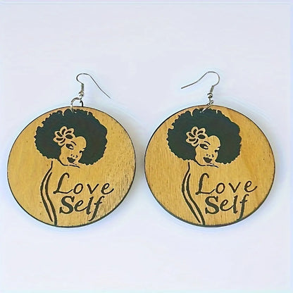 1 Pair Simple Style Streetwear Human Animal Letter Wood Drop Earrings