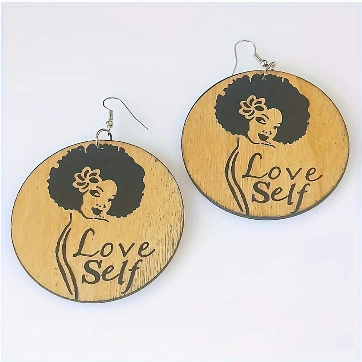 1 Pair Simple Style Streetwear Human Animal Letter Wood Drop Earrings