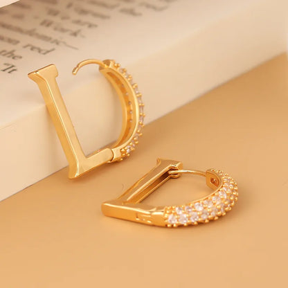 1 Pair Simple Style Streetwear Letter Plating Inlay Copper Zircon Earrings