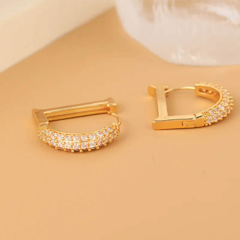 1 Pair Simple Style Streetwear Letter Plating Inlay Copper Zircon Earrings