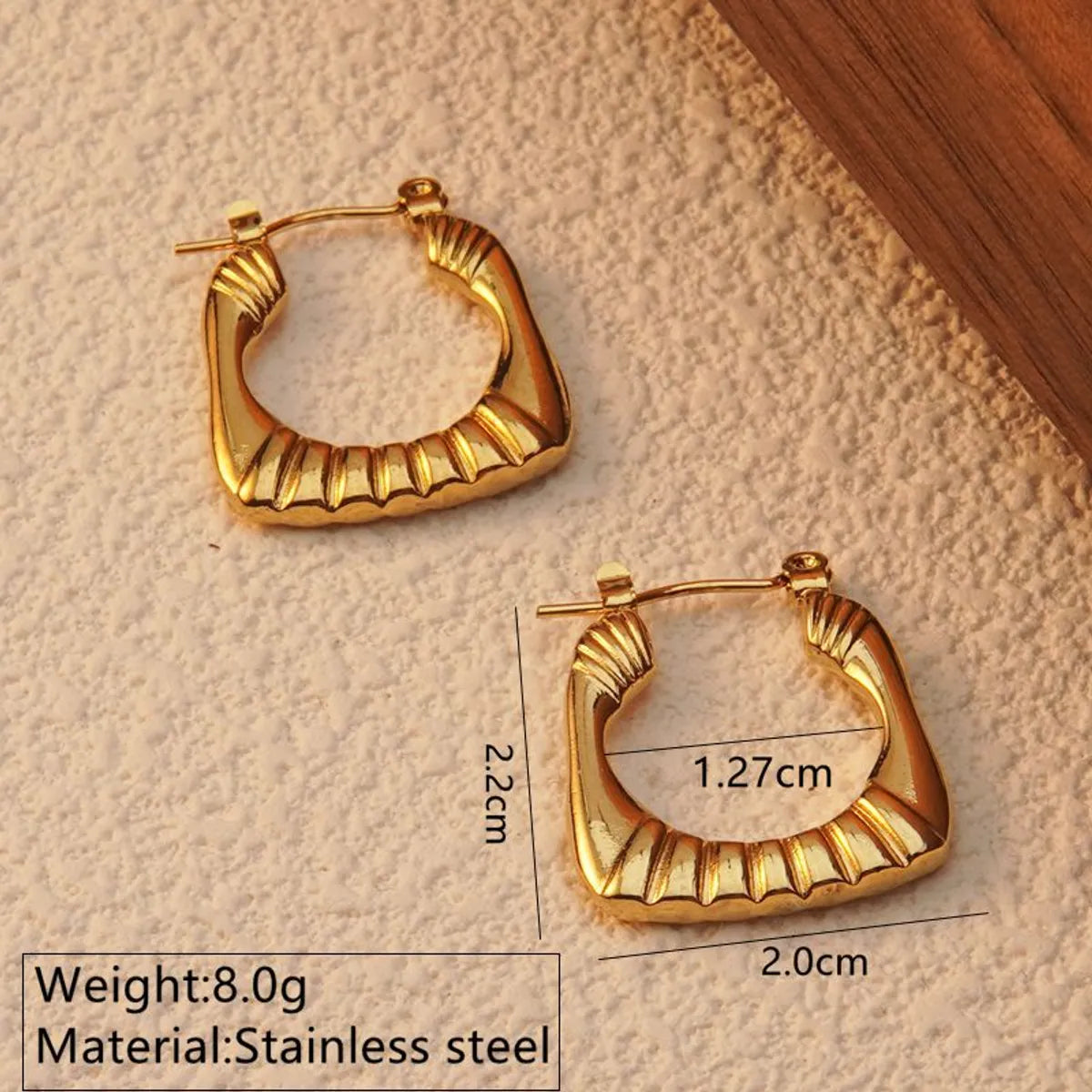 1 Pair Simple Style Streetwear Quadrilateral Square Plating 304 Stainless Steel Imitation Gold  Earrings