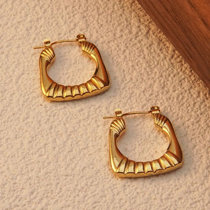 1 Pair Simple Style Streetwear Quadrilateral Square Plating 304 Stainless Steel Imitation Gold  Earrings