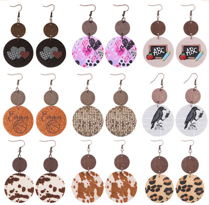 1 Pair Simple Style Streetwear Round Heart Shape Plating Pu Leather Drop Earrings