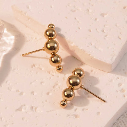 1 Pair Simple Style Streetwear Small Bead Ball Plating 304 Stainless Steel 18K Gold Plated Ear Studs