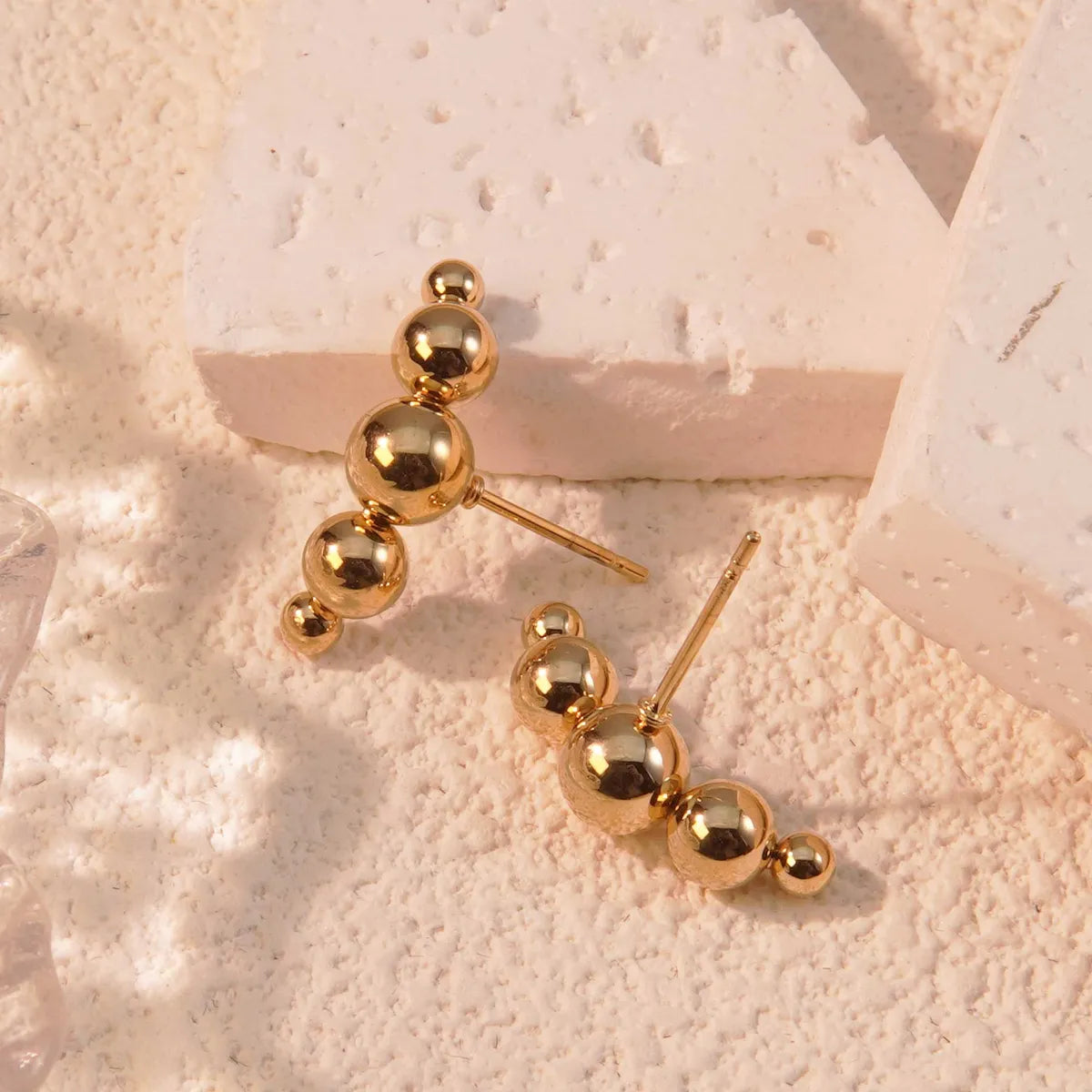 1 Pair Simple Style Streetwear Small Bead Ball Plating 304 Stainless Steel 18K Gold Plated Ear Studs