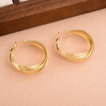 1 Pair Simple Style Streetwear Solid Color Plating Copper Hoop Earrings