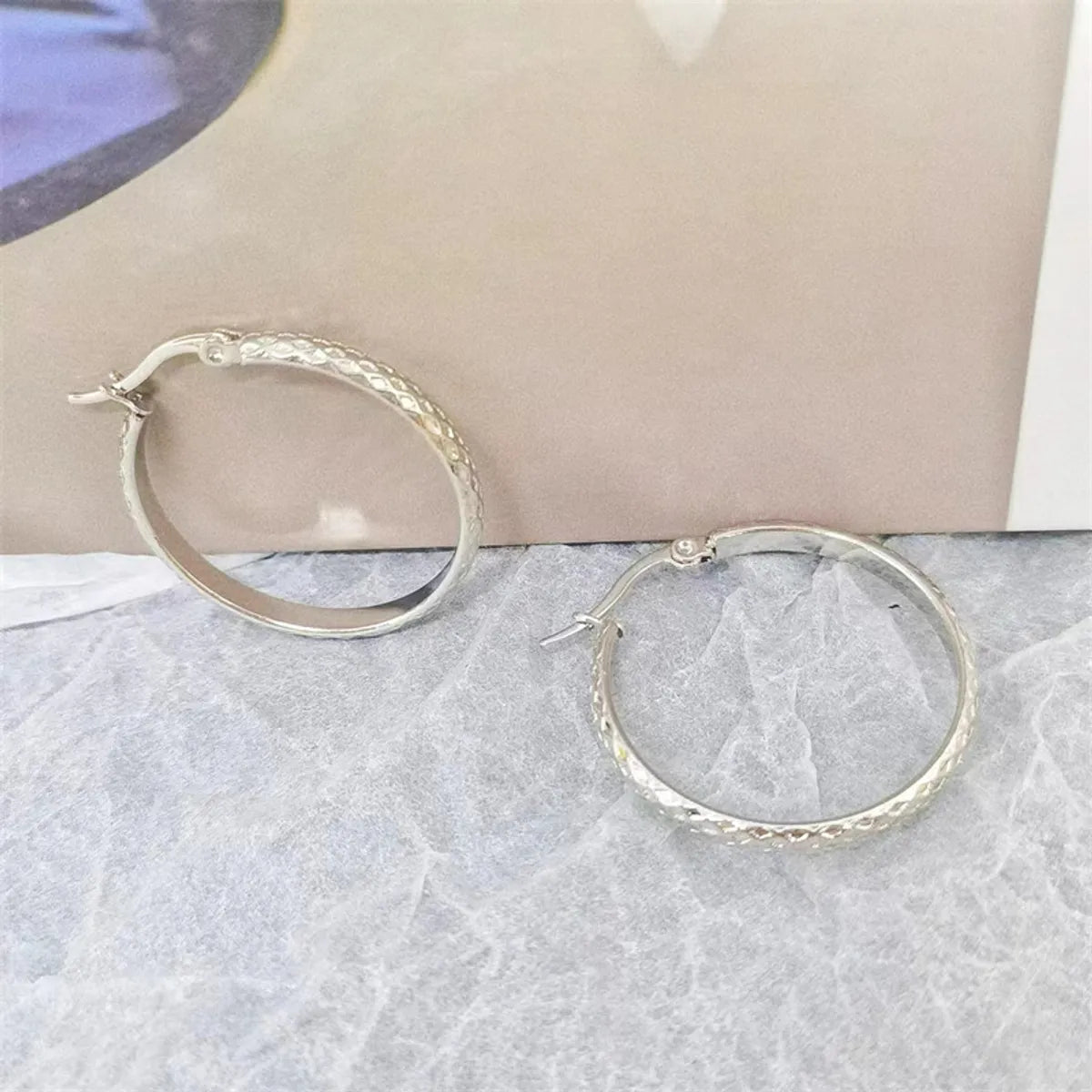 1 Pair Simple Style Streetwear Solid Color Plating Stainless Steel Hoop Earrings