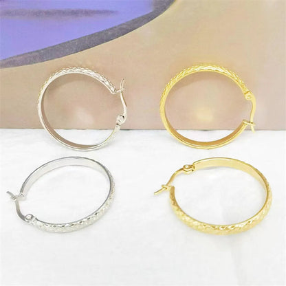 1 Pair Simple Style Streetwear Solid Color Plating Stainless Steel Hoop Earrings