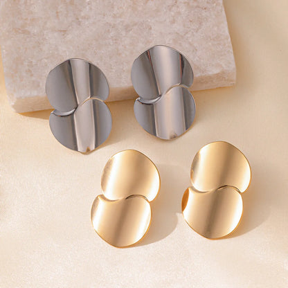 1 Pair Simple Style Streetwear Solid Color Polishing Plating 304 Stainless Steel 18K Gold Plated Ear Studs