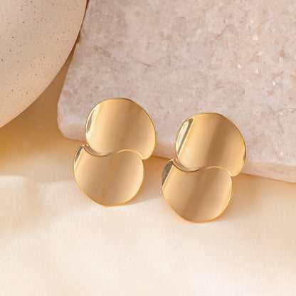 1 Pair Simple Style Streetwear Solid Color Polishing Plating 304 Stainless Steel 18K Gold Plated Ear Studs