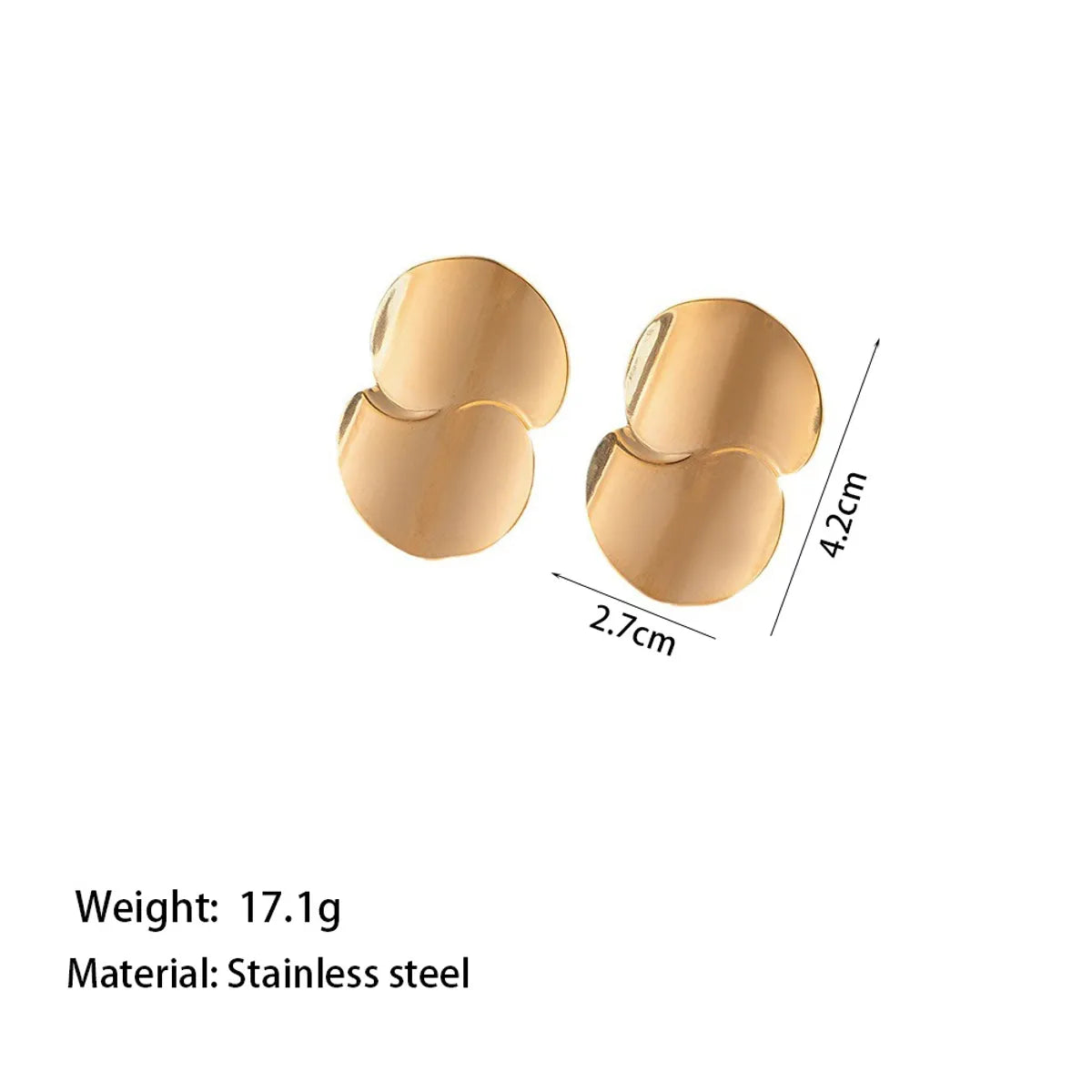 1 Pair Simple Style Streetwear Solid Color Polishing Plating 304 Stainless Steel 18K Gold Plated Ear Studs