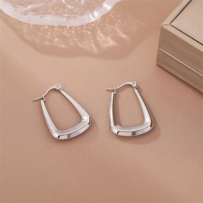 1 Pair Simple Style Streetwear Square Solid Color Stainless Steel Earrings