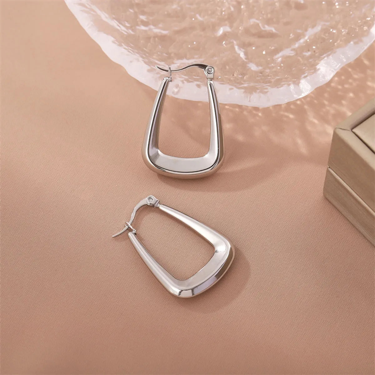 1 Pair Simple Style Streetwear Square Solid Color Stainless Steel Earrings