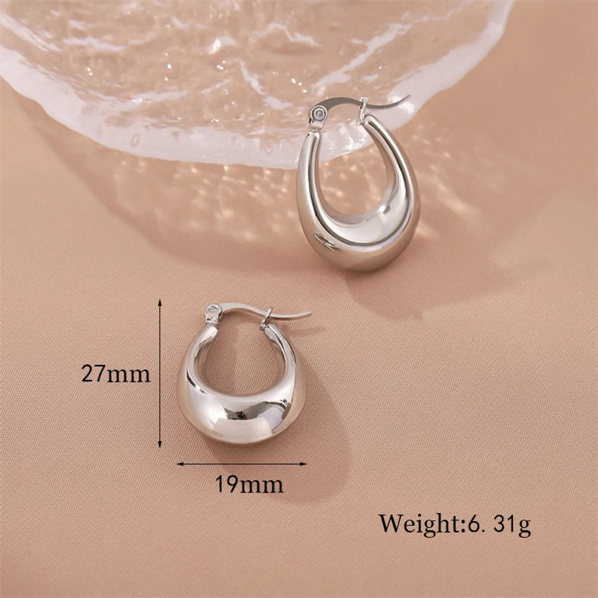 1 Pair Simple Style Streetwear U Shape Solid Color Stainless Steel Earrings