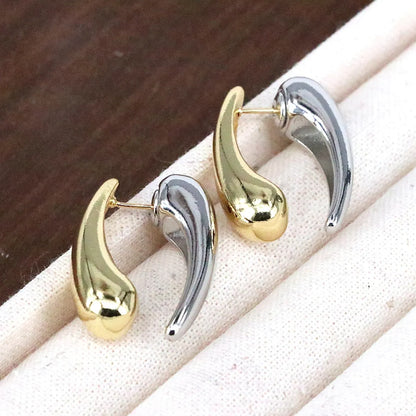 1 Pair Simple Style Streetwear Water Droplets Plating Copper 18k Gold Plated Silver Plated Ear Studs