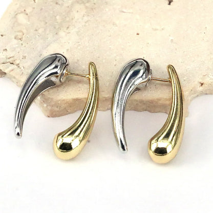 1 Pair Simple Style Streetwear Water Droplets Plating Copper 18k Gold Plated Silver Plated Ear Studs