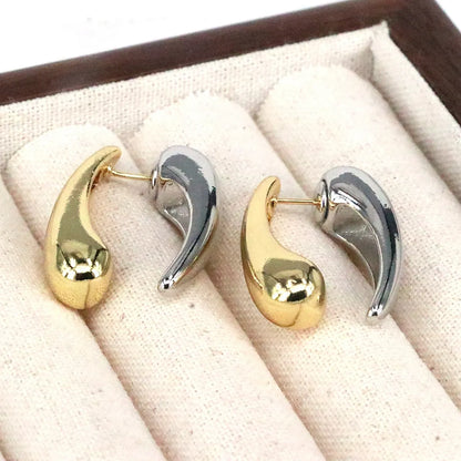 1 Pair Simple Style Streetwear Water Droplets Plating Copper 18k Gold Plated Silver Plated Ear Studs