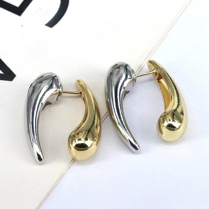 1 Pair Simple Style Streetwear Water Droplets Plating Copper 18k Gold Plated Silver Plated Ear Studs