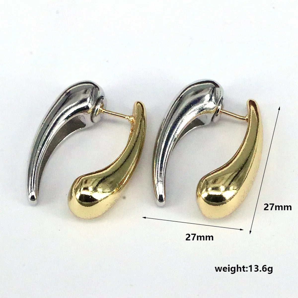 1 Pair Simple Style Streetwear Water Droplets Plating Copper 18k Gold Plated Silver Plated Ear Studs