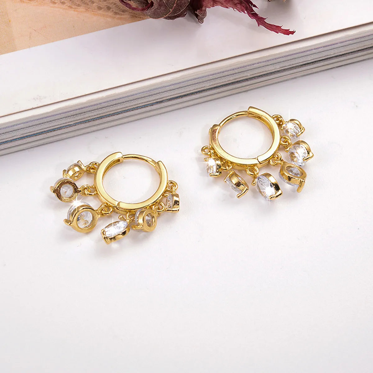 1 Pair Simple Style Streetwear Water Droplets Plating Inlay Copper Zircon Drop Earrings