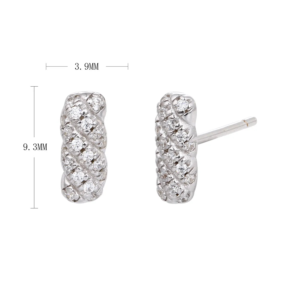 1 Pair Simple Style Stripe Plating Inlay Sterling Silver Zircon Ear Studs