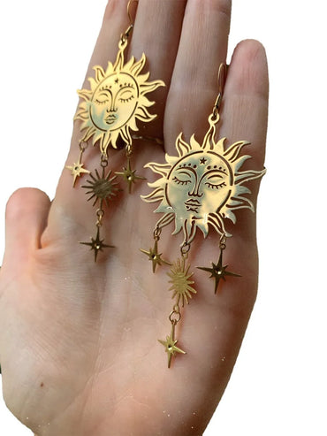 1 Pair Simple Style Sun Alloy Drop Earrings