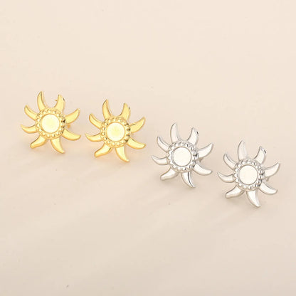 1 Pair Simple Style Sun Plating Stainless Steel Ear Studs