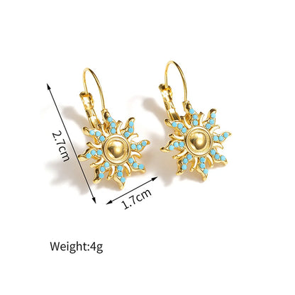 1 Pair Simple Style Sun Plating Titanium Steel Earrings