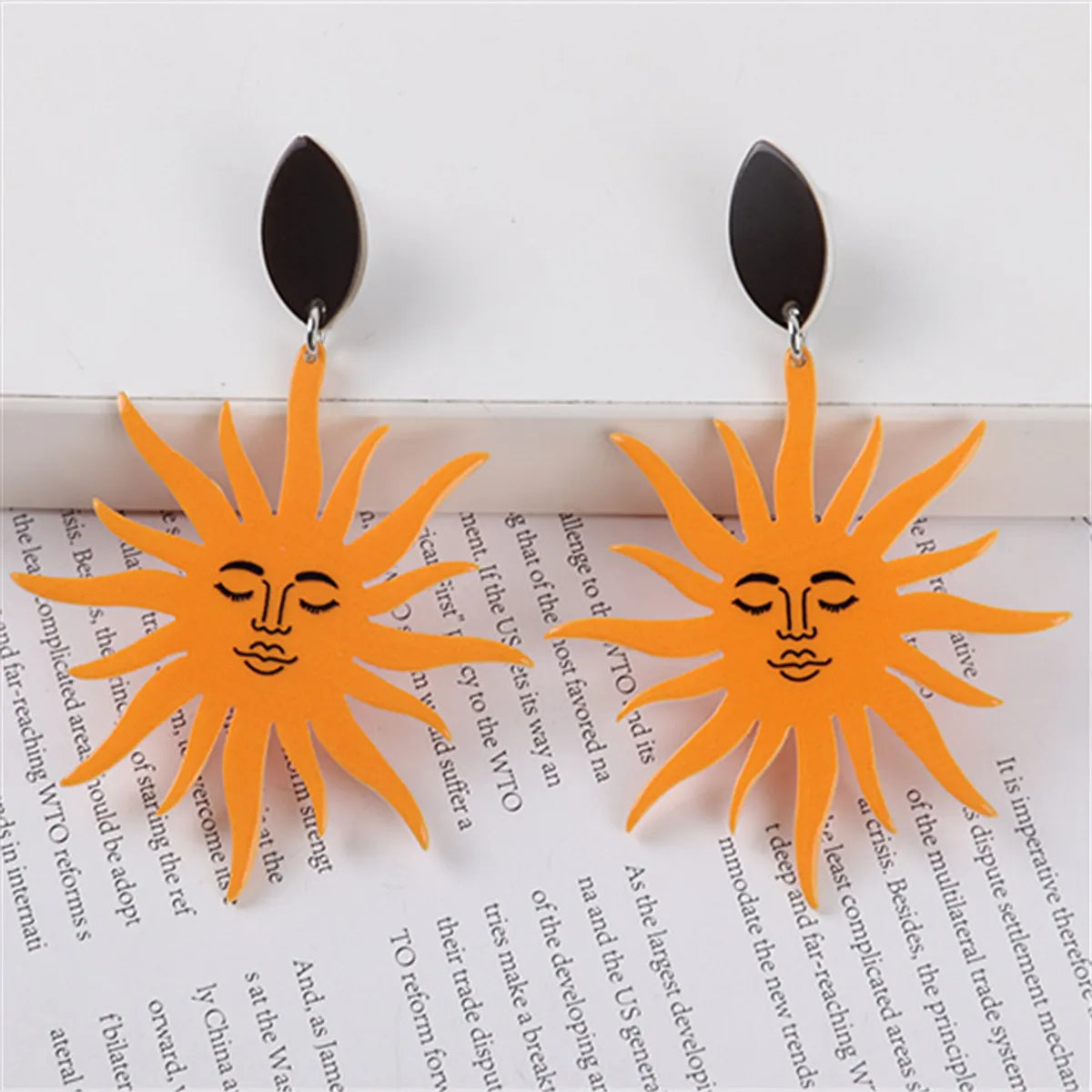 1 Pair Simple Style Sun Printing Arylic Drop Earrings