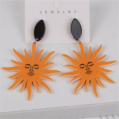 1 Pair Simple Style Sun Printing Arylic Drop Earrings