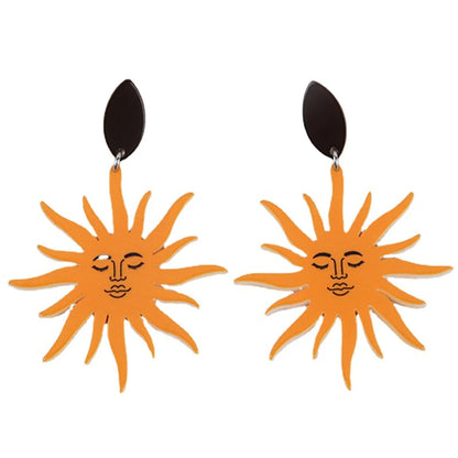 1 Pair Simple Style Sun Printing Arylic Drop Earrings