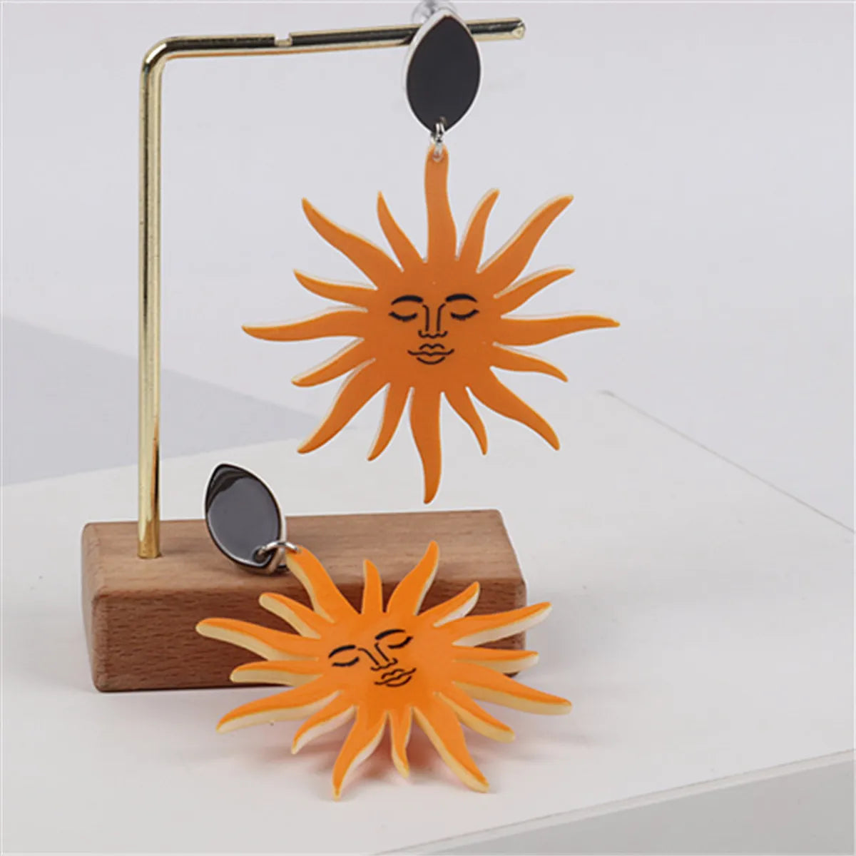 1 Pair Simple Style Sun Printing Arylic Drop Earrings