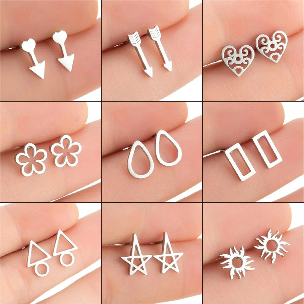 1 Pair Simple Style Sun Stainless Steel Plating Ear Studs