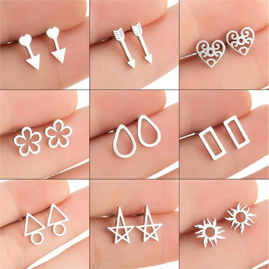 1 Pair Simple Style Sun Stainless Steel Plating Ear Studs