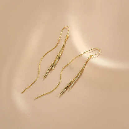 1 Pair Simple Style Tassel Chain Alloy Drop Earrings