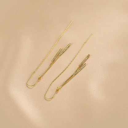 1 Pair Simple Style Tassel Chain Alloy Drop Earrings