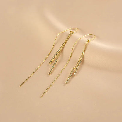 1 Pair Simple Style Tassel Chain Alloy Drop Earrings