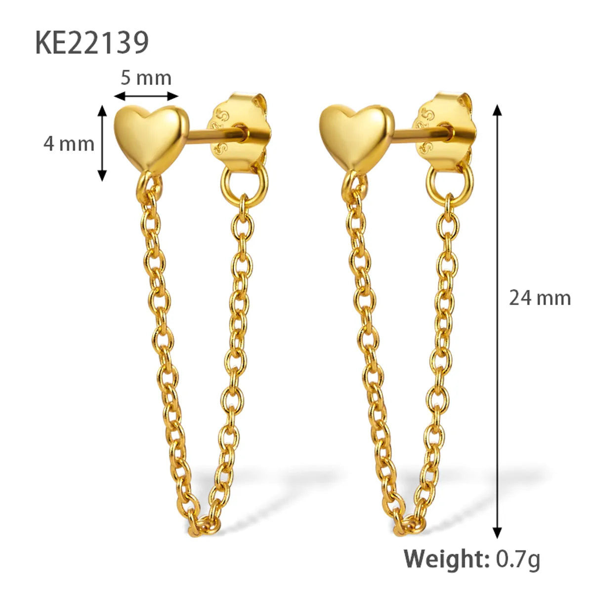 1 Pair Simple Style Tassel Heart Shape Plating Sterling Silver Ear Line