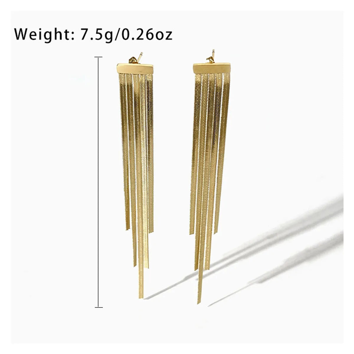 1 Pair Simple Style Tassel Plating Stainless Steel 18k Gold Plated Drop Earrings