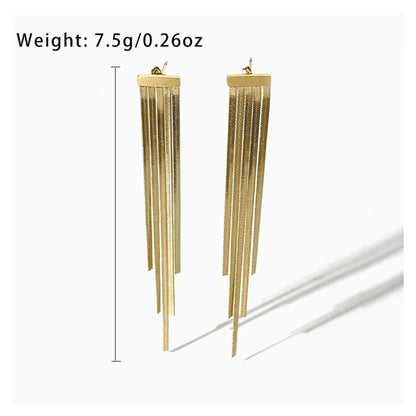 1 Pair Simple Style Tassel Plating Stainless Steel 18k Gold Plated Drop Earrings