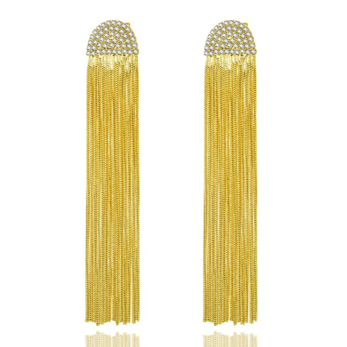 1 Pair Simple Style Tassel Plating Stainless Steel Gold Plated Drop Earrings