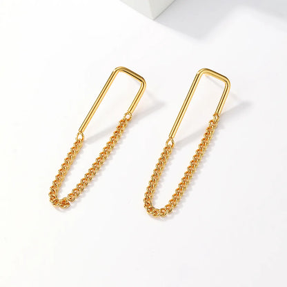 1 Pair Simple Style Tassel Solid Color Stainless Steel Plating Chain Gold Plated Drop Earrings