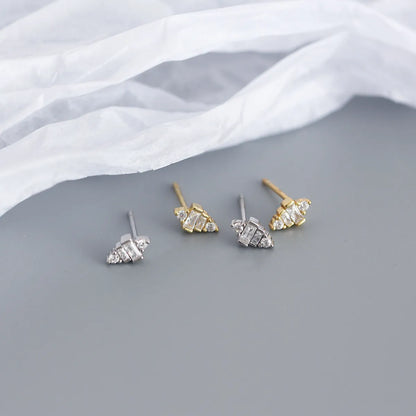 1 Pair Simple Style Trapezoid Sterling Silver Inlay Zircon Ear Studs