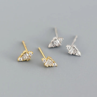 1 Pair Simple Style Trapezoid Sterling Silver Inlay Zircon Ear Studs