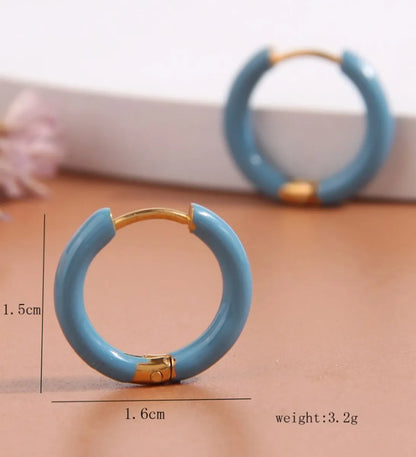 1 Pair Simple Style Triangle Circle Heart Shape Stainless Steel Hoop Earrings