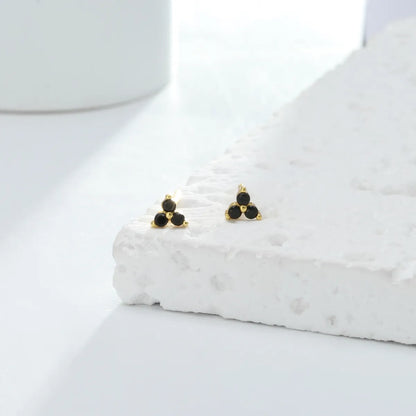 1 Pair Simple Style Triangle Plating Inlay Sterling Silver Zircon White Gold Plated Gold Plated Ear Studs