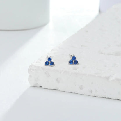 1 Pair Simple Style Triangle Plating Inlay Sterling Silver Zircon White Gold Plated Gold Plated Ear Studs