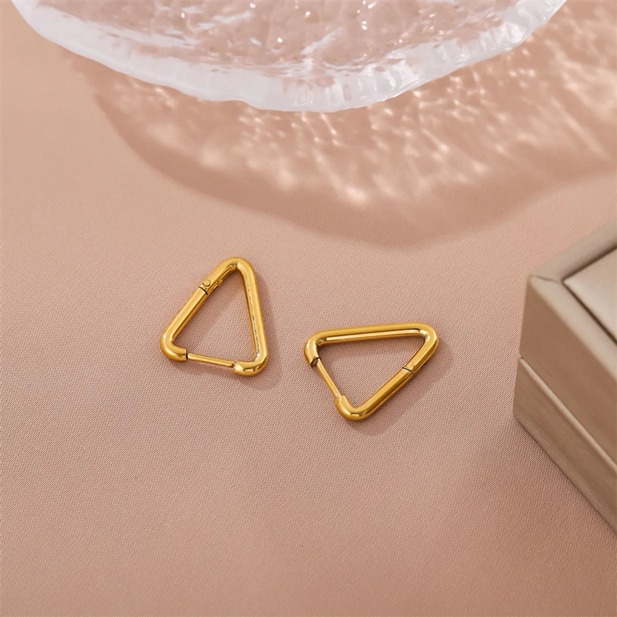 1 Pair Simple Style Triangle Plating Stainless Steel Titanium Steel 18k Gold Plated Earrings